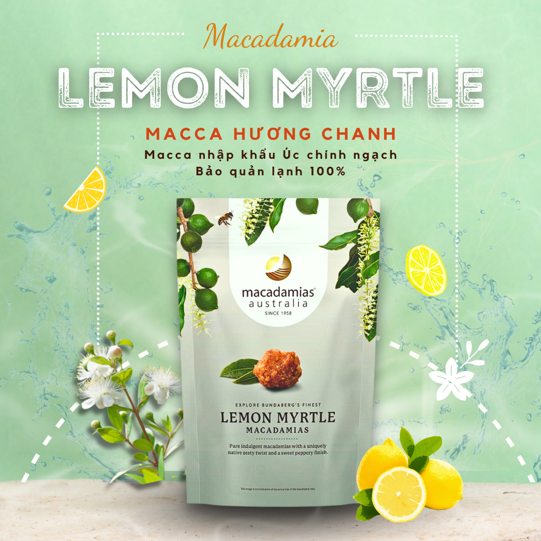 Macca Chanh sim | Hương vị độc bản từ Úc | 110gr | Nhập khẩu chính hãng Macca chanh sim | Macca Úc nhập khẩu | Myrtle Roasted Macadamia
